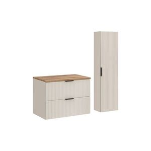 Comad Koupelnová sestava Adele Cashmere s deskou a skříňkami 80 cm kašmírová/dub wotan obraz