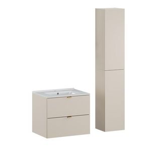 Comad Koupelnová sestava Dalia Cashmere Lava se zápustným umyvadlem a skříňkami 60 cm kašmírová/dub wotan obraz