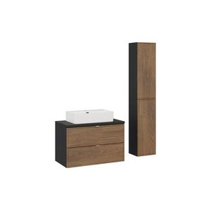 Comad Koupelnová sestava s deskou, umyvadlem a skříňkami Talia Casella Trust 80 cm černý mat/dub casella obraz