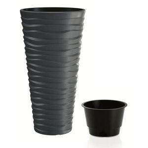 Prosperplast Květináč Long Sand s vložením tmavě šedý, varianta 29, 6 cm obraz