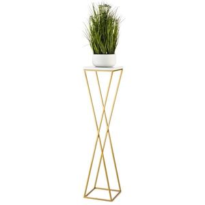 DekorStyle Květinový stojan LOFT II 100 cm zlatý/bílý obraz