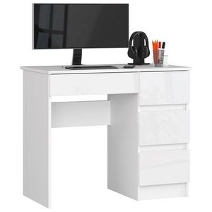 Ak furniture Psací stůl A-7 90 cm bílý lesk pravý obraz