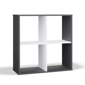 TP Living Regál Malax 2x2 74 cm antracit/bílý obraz