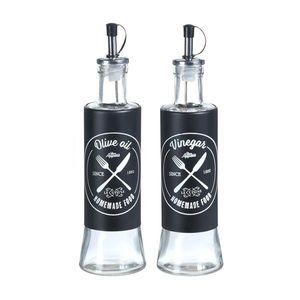 DekorStyle Sada skleněných láhví na olej a ocet 2x300 ml černá obraz