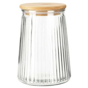 DekorStyle Skleněná dóza na potraviny Elegancia 1000 ml bambus/čirá obraz