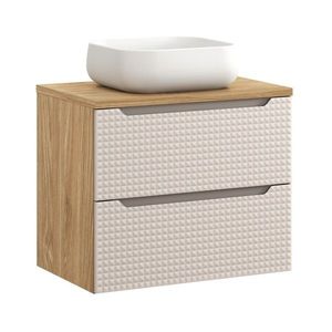 Comad Závěsná skříňka Luxor Beige s deskou a umyvadlem 70 cm béžová/dub olejovaný obraz
