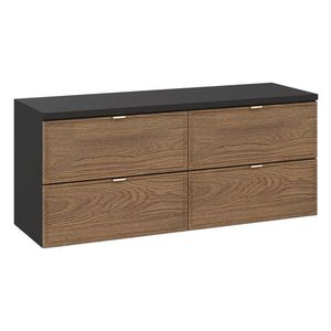 Comad Závěsná skříňka pod umyvadlo Talia Casella s deskou 120 cm černá mat/dub casella obraz