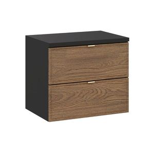 Comad Závěsná skříňka pod umyvadlo Talia Casella s deskou 60 cm černý mat/dub casella obraz