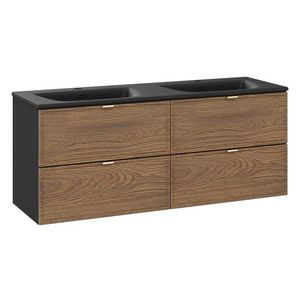 Comad Závěsná skříňka Talia Casella Sky se zápustnými umyvadly 120 cm černý/dub castella obraz