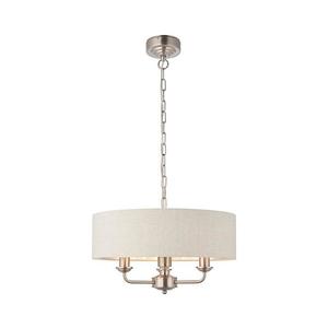 Endon Endon 94361 - Lustr na řetězu HIGHCLERE 3xE14/40W/230V béžová/matný chrom obraz