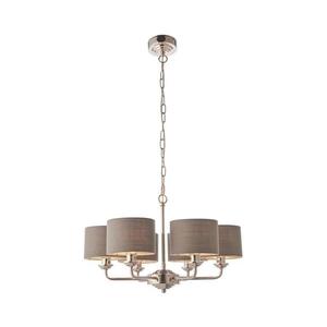 Endon Endon 94381 - Lustr na řetězu HIGHCLERE 6xE14/28W/230V šedá/lesklý chrom obraz