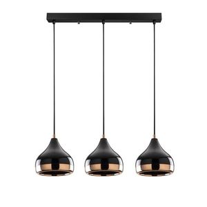 Lustr REMLEM 3xE27 67x25-111 cm, černá/měděná obraz