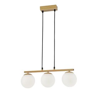 Dřevěná závěsná lampa Carrine 3x40W E14 bílé stínidlo obraz