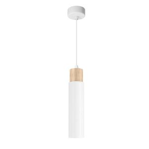Závěsná lampa Claro bílá 1x15W GU10 stínidlo bílé+dřevěné obraz