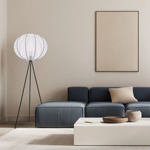 Stojací lampa MELLOW černá 1x40W E27 stínidlo 52 bílá koule obraz