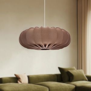 Skandinávská závěsná lampa CAFEE' - s moka hnědým stínidlem 66 cm - moderní stropní osvětlení do obývacího pokoje a jídelny E27 obraz