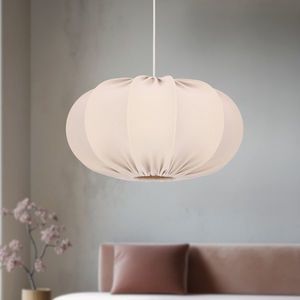 Skandinávská závěsná lampa CAFEE' s béžovým stínidlem na frappé 52 cm - minimalistické stropní osvětlení v japonském stylu E27 obraz