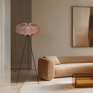 Stojací lampa CAFEE’ s moka hnědým stínidlem 52 cm - skandinávská stojací lampa E27 obraz