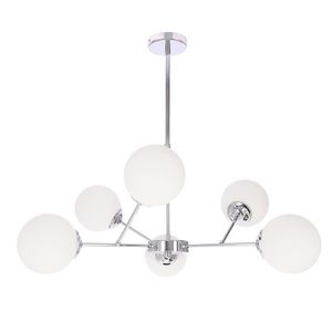 BELWEDER chromová závěsná lampa 8x40W E14 bílé stínidlo obraz