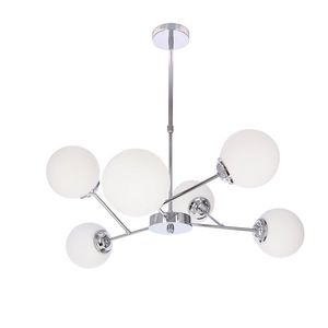 BELWEDER chromová závěsná lampa 6x40W E14 bílé stínidlo obraz