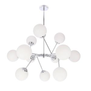 BELWEDER chromová závěsná lampa 12x40W E14 bílé stínidlo obraz