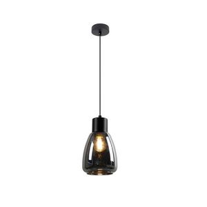 Závěsná lampa MOLDO černá 1x40W E27 kouřové stínidlo obraz