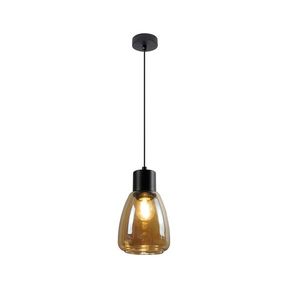 Závěsná lampa MOLDO černá 1x40W E27 jantarové stínidlo obraz