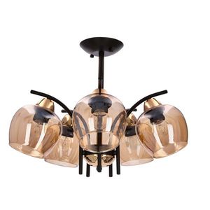Závěsná lampa MERRA černá 5x40W E27 jantarové stínidlo obraz