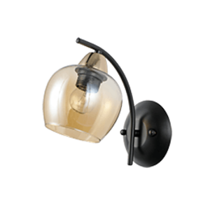 MERRA černá nástěnná lampa 1x40W E27 jantarové stínidlo obraz