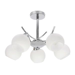 AMOS Chromová závěsná lampa 5x40W E27 bílé stínidlo obraz