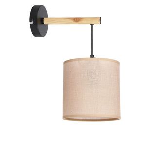 Kombinovaná nástěnná lampa černá 1x60W E27 stínidlo béžové obraz
