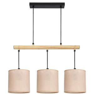 Kombinovaná závěsná lampa černá 3x60W E27 béžové stínidlo obraz