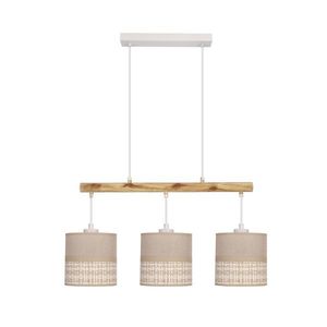 Závěsná lampa Izotto bílá 3x60W E27 béžové stínidlo obraz