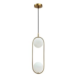Závěsná lampa Cordel, kartáčované zlato, 2x28W, G9, bílé stínidlo obraz
