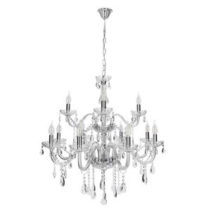 Závěsná lampa Cristallo chrom 12x40W E14 transparentní obraz