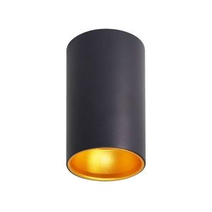 STROPNÍ SVÍTIDLO TUBA ČERNÉ 1X15W GU10 REFLEXNÍ ZLATÉ STŘEDNÍ 7 cm obraz