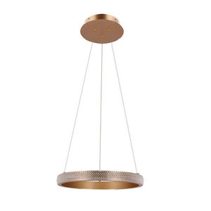 ZÁVĚSNÁ LAMPA HASHIM 40CM MATNÁ TMAVĚ ZLATÁ 22W LED KRYSTALY ČIŘÉ obraz