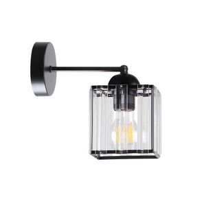 Nástěnná lampa Glassia Lamp černá 1X40 E27 černé stínidlo + čiré krystaly obraz