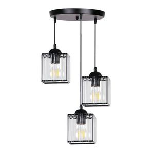 Závěsná lampa Glassia, černá, 3x40, E27, černé stínidlo + čiré krystaly obraz