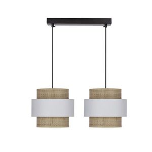 Závěsná lampa z ratanu 2x40W E27 stínidlo bílá+krémová obraz