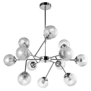 Závěsná stropní lampa s chromovanými skleněnými stínidly 12x40W obraz