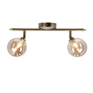 Stropní lampa Rodia s patinou, 2x40W, G9, jantarové stínidlo obraz
