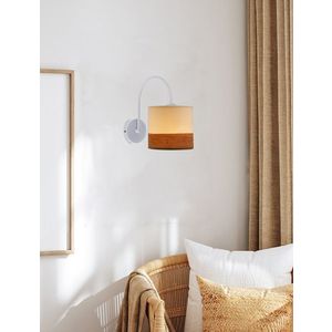 Nástěnná lampa Bianco bílá 1x40W e27 stínidlo bílá+ořech obraz