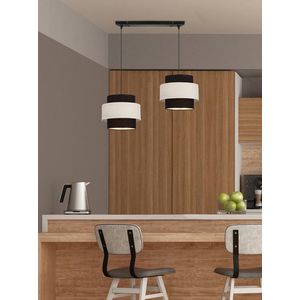 Závěsná lampa Benta černá, 2x40W, stínidlo E27, černá+krémová obraz