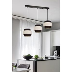Závěsná lampa Benta černá 3x40W e27 stínidlo černá+krémová obraz