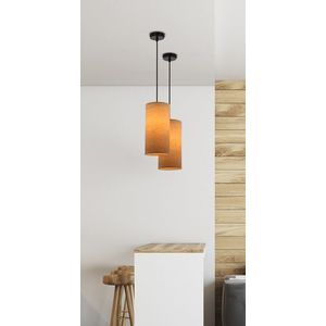 Závěsná lampa Ballo černá 1x60 e27 stínidlo z ořechového dřeva obraz
