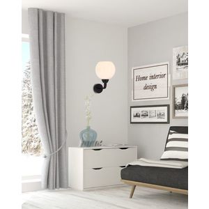 Nástěnná lampa Caldera černá 1x60W e27 stínidlo bílé obraz