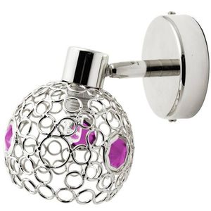 Nástěnná lampa chrom + fialová bodová lampa Aron obraz