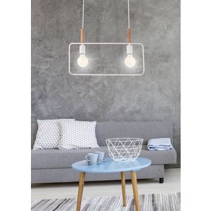 Závěsná lampa bílá s nastavitelnou výškou 2x60W E27 s rámem obraz