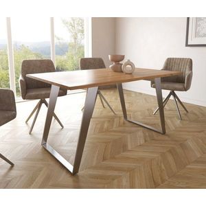 Jídelní stůl Edge 140x90 přírodní akácie nerezová ocel zkosená obraz